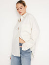 Stretch Poplin Button Shift Shirt in Cloud White