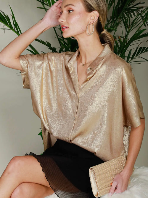 Liquid Gold Blouse in Metallic