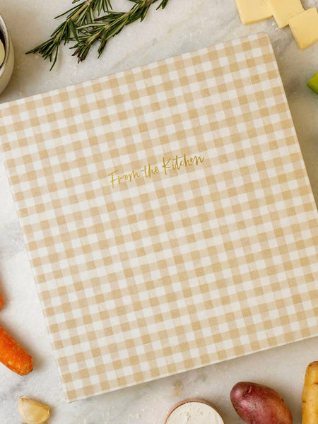 Gingham Recipe Binder in Beige