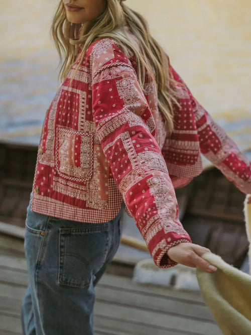 Piece It Together Quilted Jacket in Red