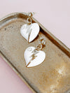 Repurposed Lightning Bolt Heart Earring in White