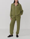 Tyde Zip Through Sweat in Loden Green
