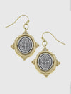 St. Benedict Cross Earrings in Gold & Silver