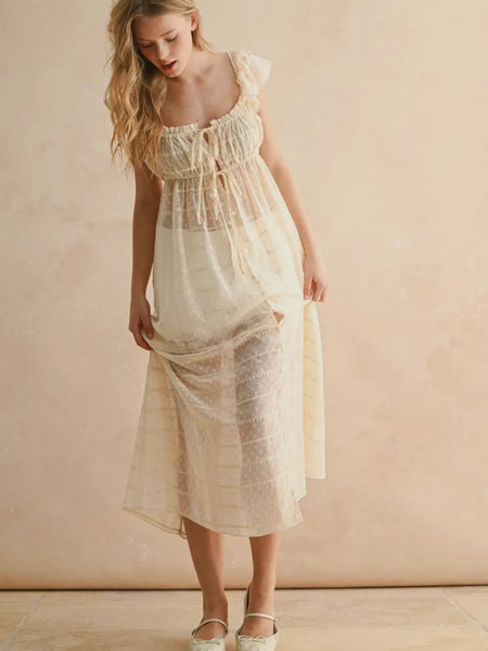 Midnight Mood Chiffon Top Dress in Cream