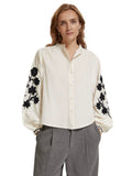 Shirt with Embroidered Sleeve in Soft Ice