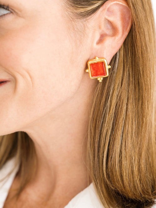 Madeline Red French Glass Studs