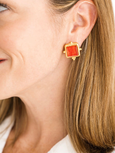 Madeline Red French Glass Studs