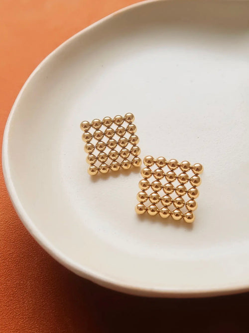 Therese Beaded Square Studs