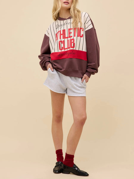 Daydreamer Athletic Club Colorblocked Sweatshirt in Brown Combo