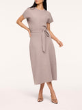 AirEssentials Draped Tie Waist Maxi Dress in Taupe Heather