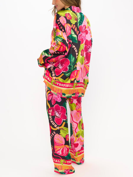 Sleep In PJ Set in Hot Tropic Nights Silky