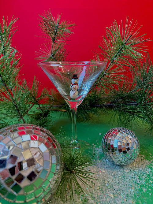 Holiday Icon Martini Glass in Snowman