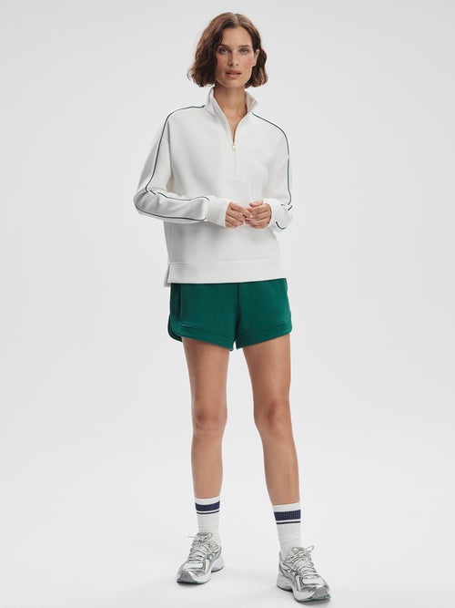 Kirsi Half Zip Midlayer in White & Forest