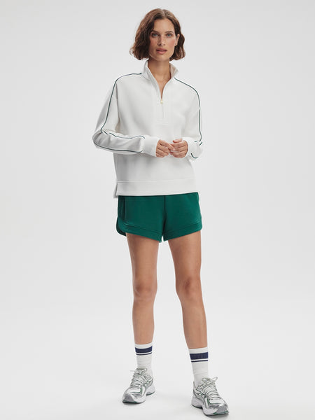 Kirsi Half Zip Midlayer in White & Forest