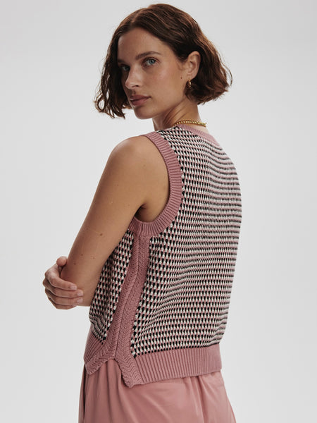 Knowles Textured Knit Vest in Woodrose Stitch