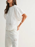 In The Blink Of An Eyelet Blouse in Off White