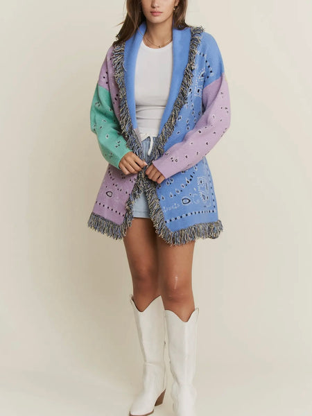 Paisley Party Cardigan in Lavender Combo
