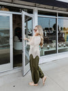 Piped Balloon Pants in Olive