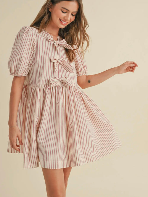 Stripe Me Down Mini Dress in Red