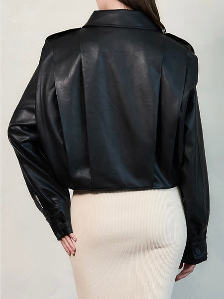 On RePLEAT Faux Leather Jacket in Black