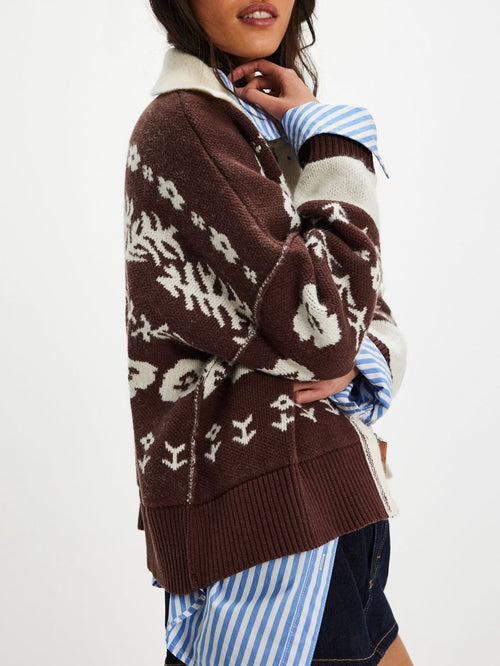 Shelby Cardigan in Chocolate Combo