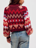 Sundazed Jacquard Cardi in Crimson Frost