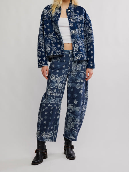 Good Luck Printed Barrel in Navy Bandana