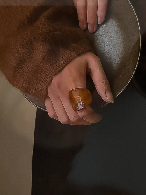 Doris Retro Vintage Chunky Ring in Brown