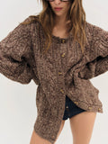 Nathalie Knit Oversized Cardigan in Brown