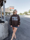 Custom Embroidered Gingham TRL Mock Neck in Brown