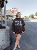 Custom Embroidered Gingham TRL Mock Neck in Brown