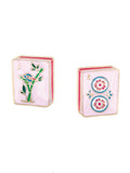 Mahjong Tile Studs in Pink