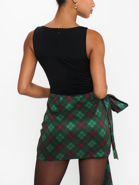 Iva Bow Skirt in Mistletoe Plaid