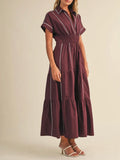 Do Gooder Dress in Burgundy & Pale Blue