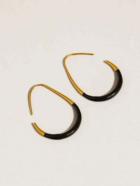 Perchee Enamel Hoops in Black