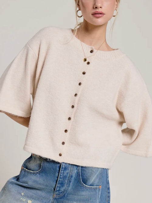 Best of Buttons Cardi in Beige