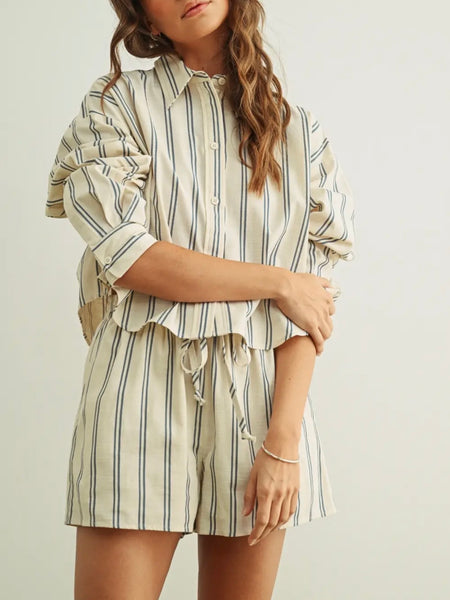 Line Dance Short in Blue Stripe
