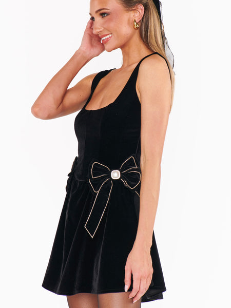 Ricci Skort Dress in Black Velvet