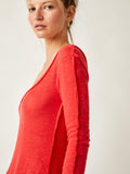 Cabin Fever Layering Top in Red Pop