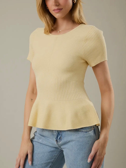 Butter Me Up Peplum Top in Yellow