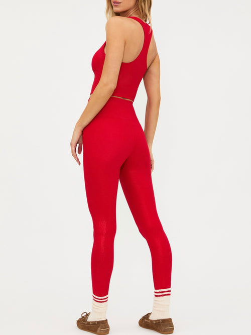 Piper Legging in Red Shine Waffle