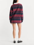 The Knit Rugby Mini Dress in Navy Berry Club Stripe