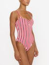 Bells Beach One Piece in Red Stripe Contour Scrunch