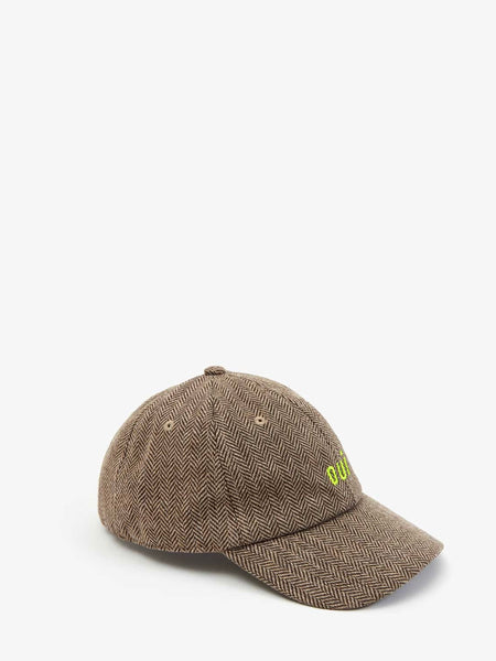 Wool Baseball Cap in Oui Taupe & Neon Yellow