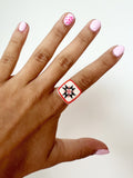 Quilt Square Porcelain Ring in Star