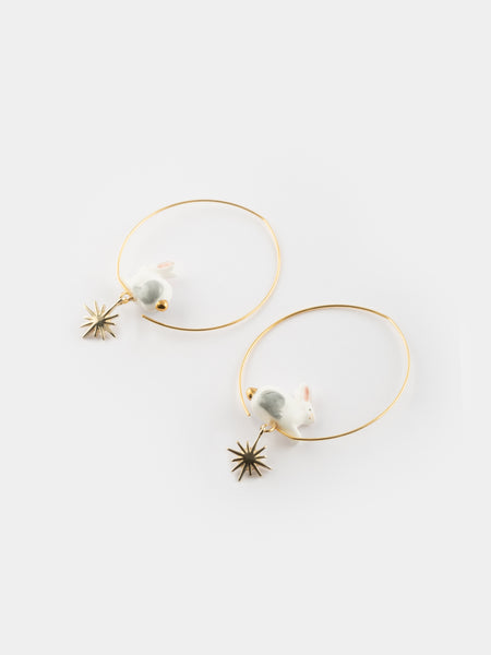 Big Aster Flower Pendant Earrings