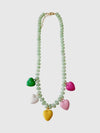 Larissa Beaded Heart Charm Necklace in Green