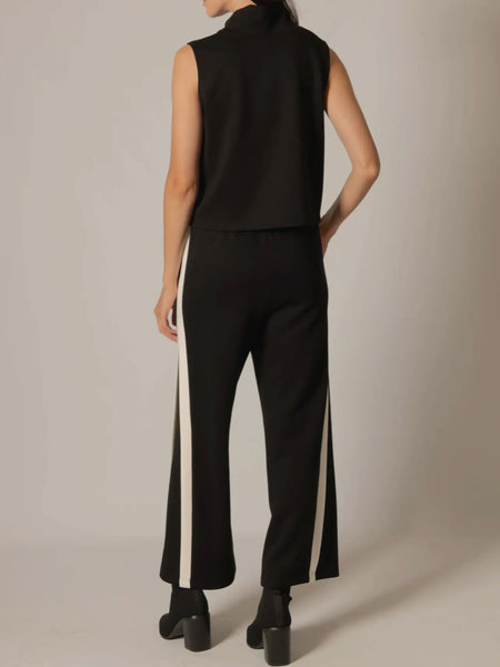 Junie Double Stripe Wide Leg Pant in Black