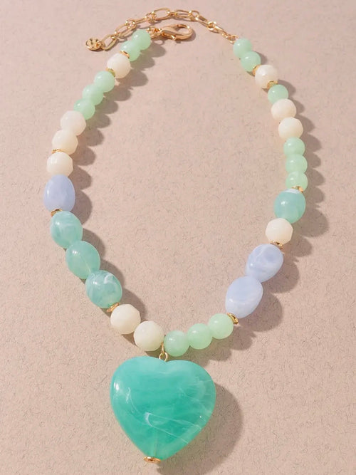Full Of Love Resin Necklace in Blue