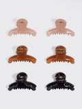 Recycled Plastic Mini Arched Clips 6pc in Soft Pink, Mocha & Black